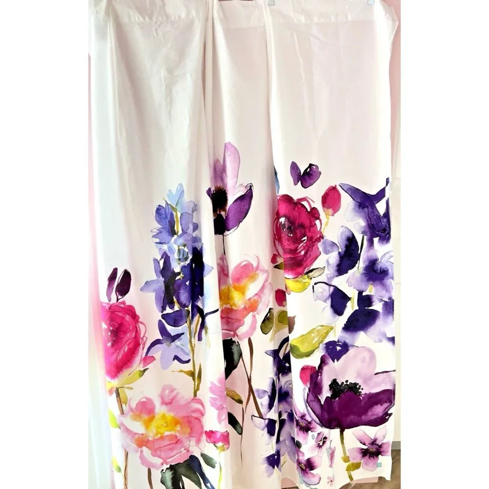 Bluebellgray Taransay Designer Shower Curtain Bright Colorful Floral Pink Purple - Picture 1 of 11